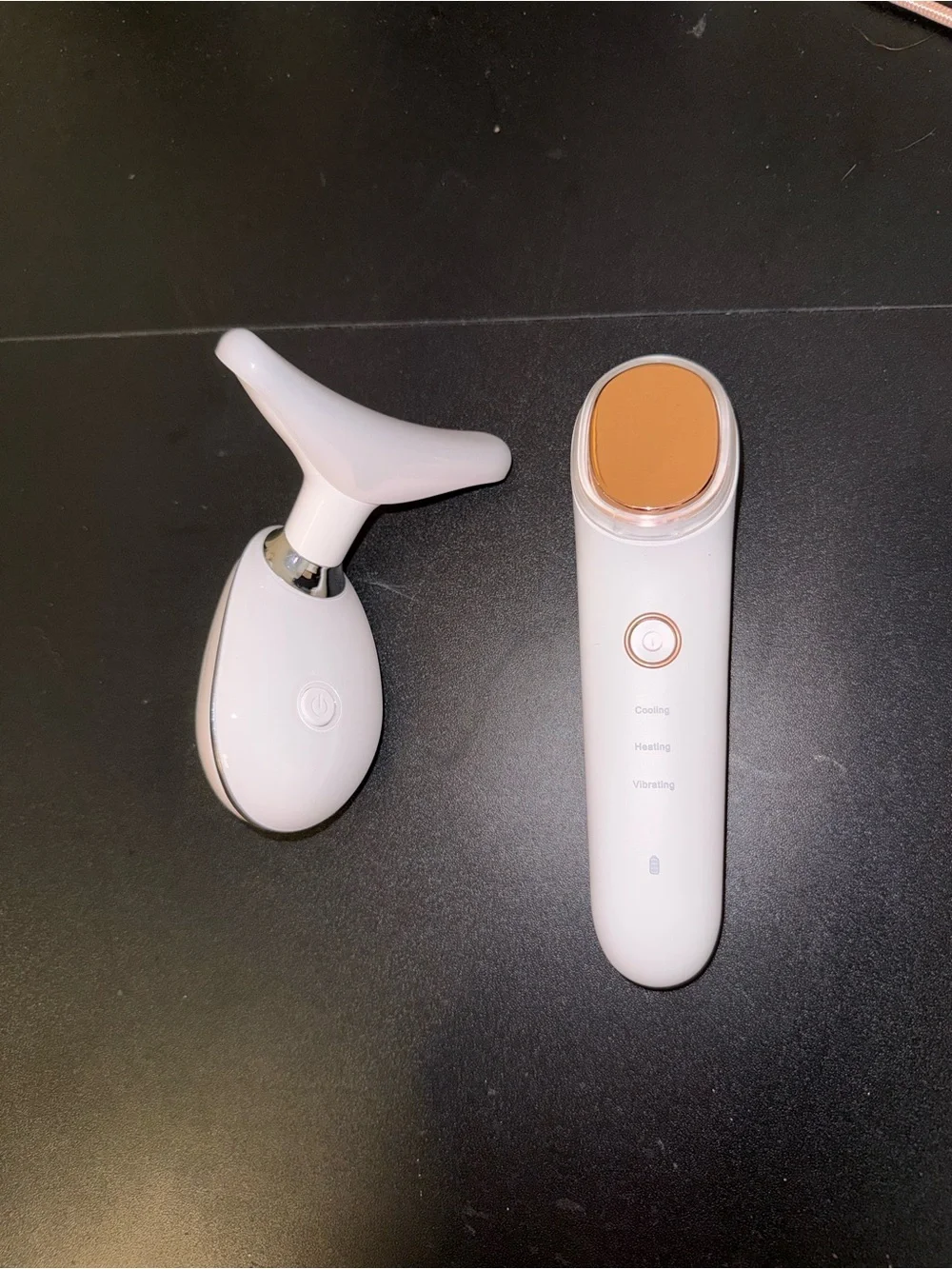 Facial Massager & Eye Tool in White with Rose Gold Accent